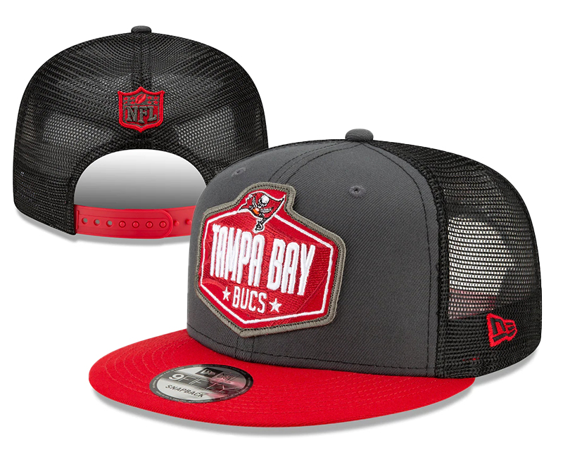 Buccaneers Team Logo Black Red 2021 NFL Draft New Era Adjustable Hat YD