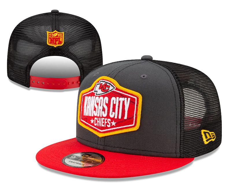 Chiefs Team Logo Black Red 2021 NFL Draft New Era Adjustable Hat YD