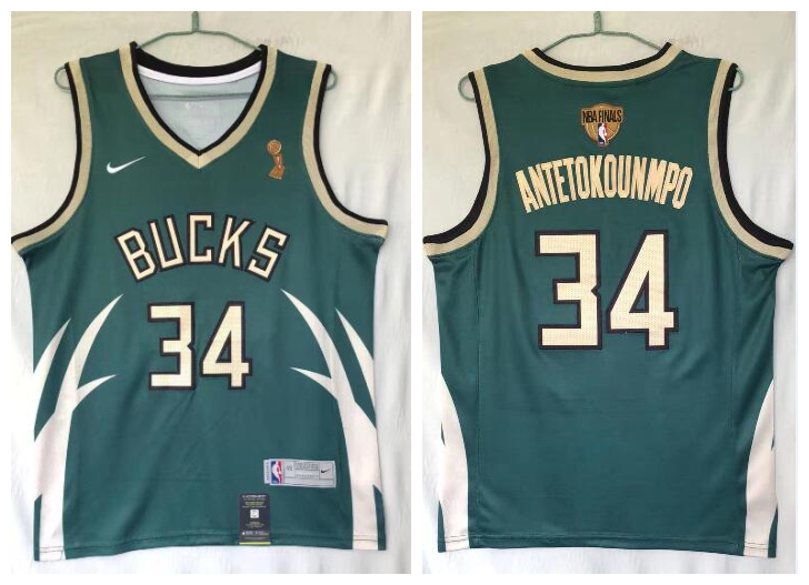Bucks 34 Giannis Antetokounmpo Green Nike 2021 Earned Edition NBA Finals Champions Swingman Jersey