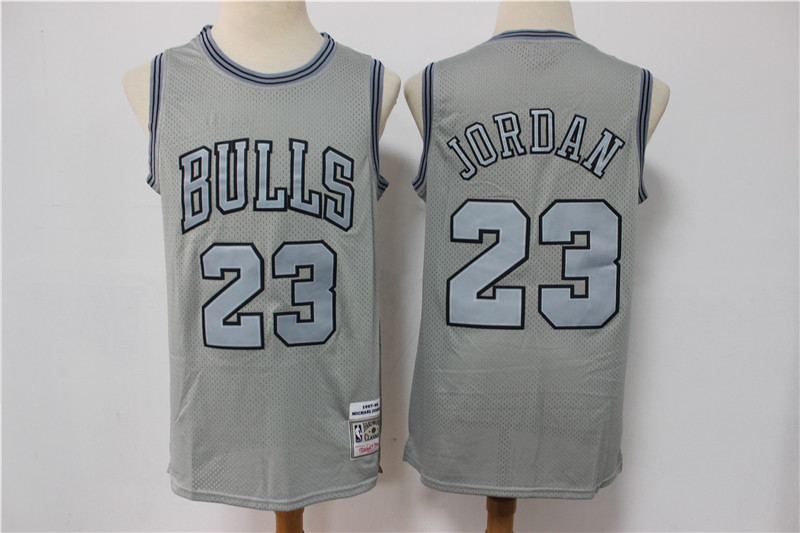 Bulls 23 Michael Jordan Gray Hardwood Classics Jersey
