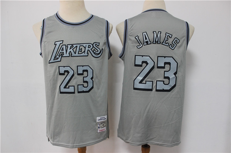 Lakers 23 LeBron James Gray Hardwood Classics Jersey