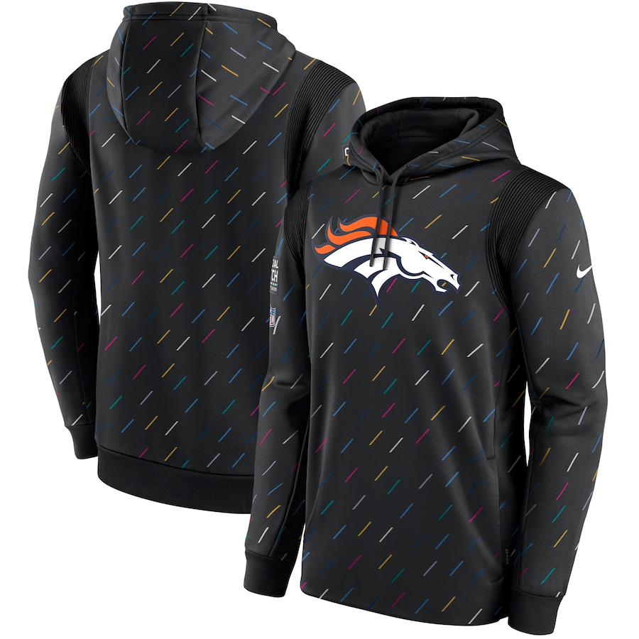 Men's Denver Broncos Nike Charcoal 2021 NFL Crucial Catch Therma Pullover Hoodie
