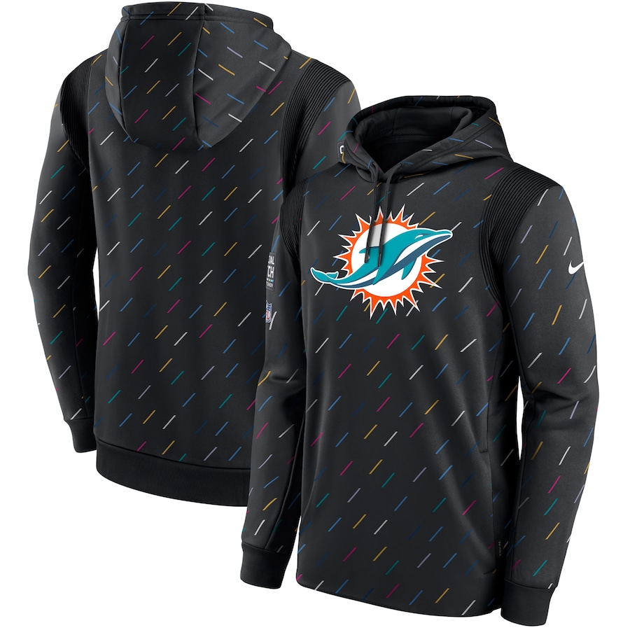 Men's Miami Dolphins Nike Charcoal 2021 NFL Crucial Catch Therma Pullover Hoodie