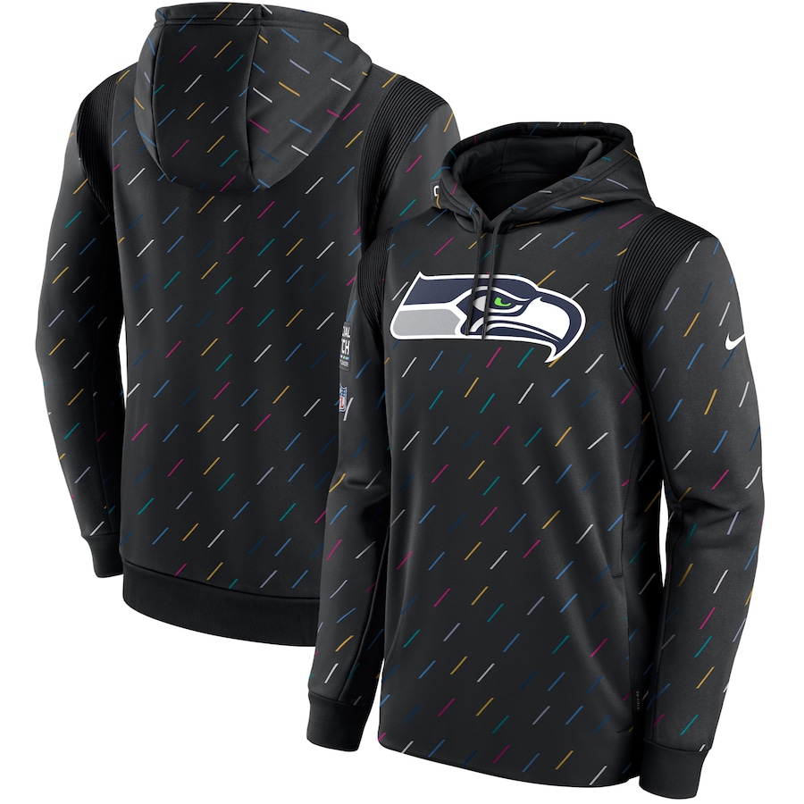 Men's Seattle Seahawks Nike Charcoal 2021 NFL Crucial Catch Therma Pullover Hoodie
