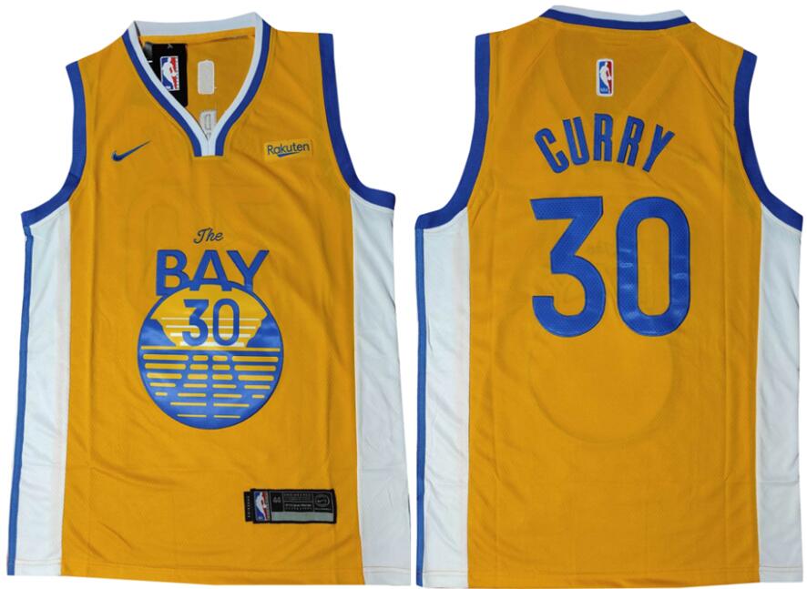 Warriors 30 Stephen Curry Yellow Nike Swingman Jersey