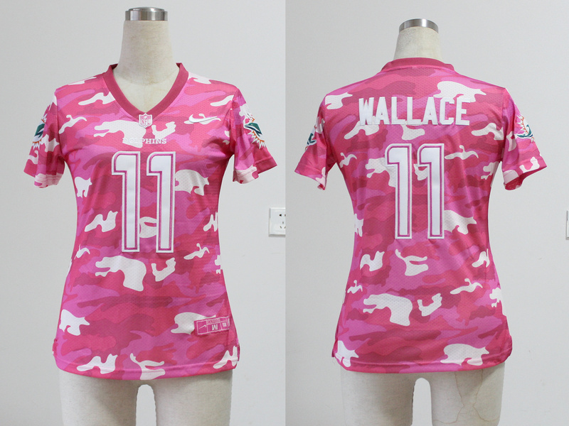 2013 Nike Dolphins 11 Wallace Pink Camo Women Jerseys