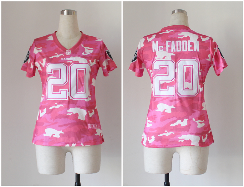 2013 Nike Raiders 20 McFadden Pink Camo Women Jerseys