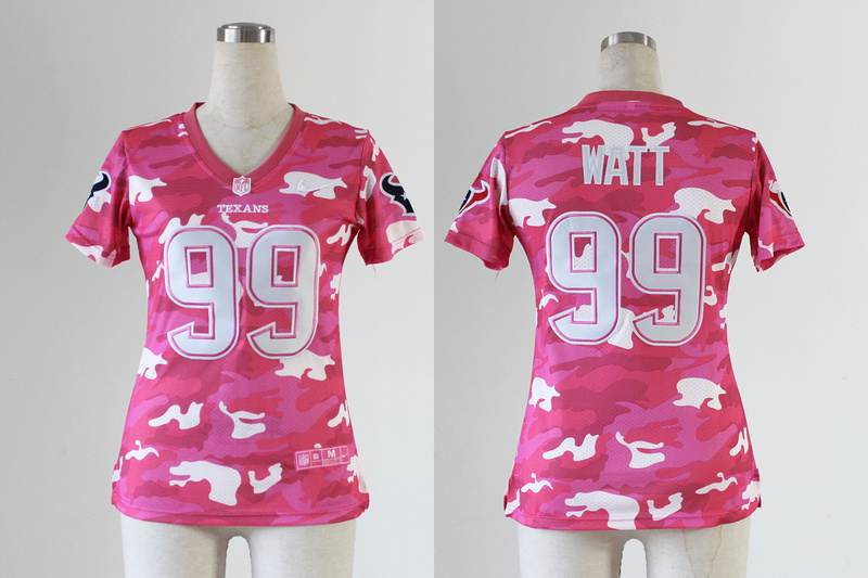 2013 Nike Texans 99 Watt Pink Camo Women Jerseys