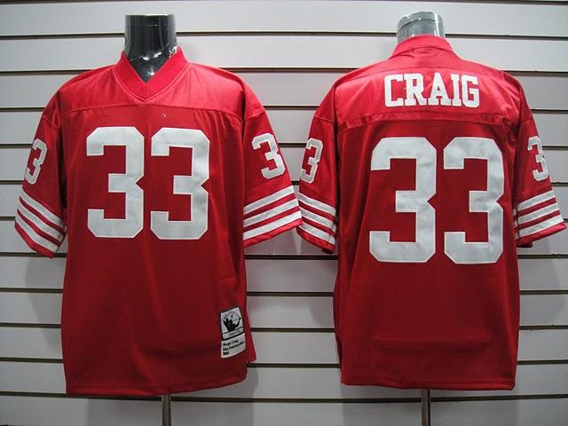 49ers 33 Craig Red Throwback Jerseys
