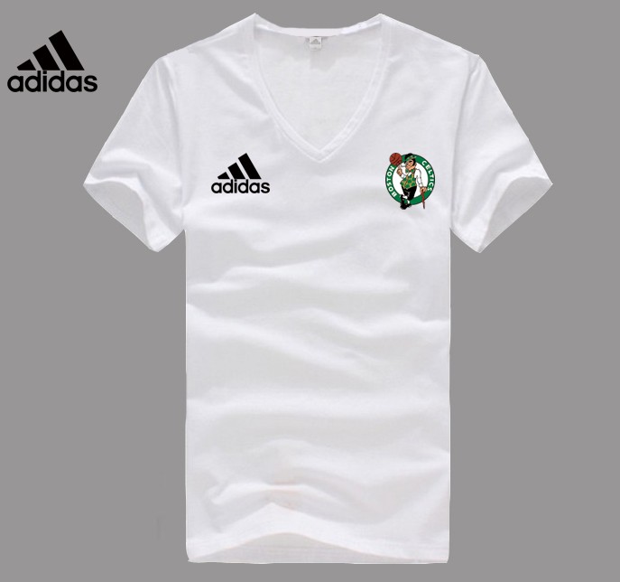 Adidas Boston Celtics white V-neck T-shirt