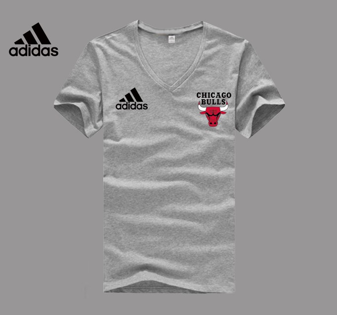 Adidas Chicago Bulls grey V-neck T-shirt