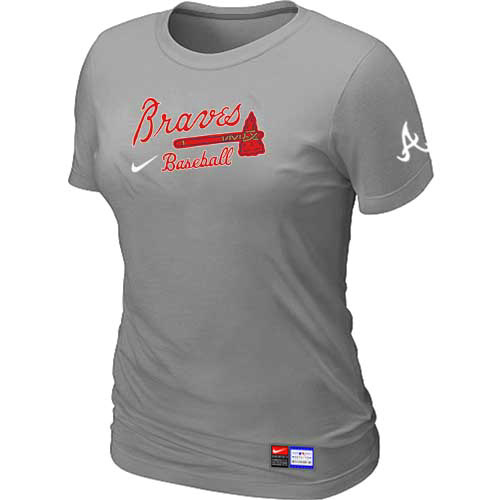 Atlanta Braves Nike Women's L.Grey Short Sleeve Practice T-Shirt