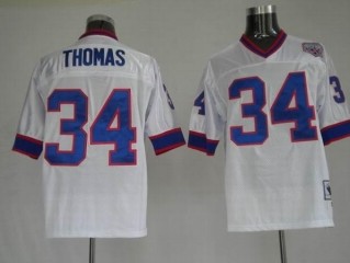 Bills 34 Thurman Thomas White Throwback Jerseys