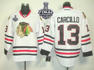 Blackhawks 13 Dan Carcillo White With 2013 Stanley Cup Finals Jerseys