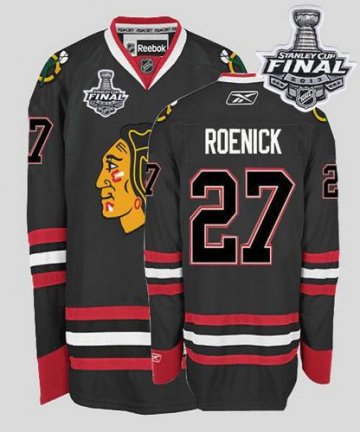 Blackhawks 27 Jeremy Roenick Black 2013 Stanley Cup Finals Patch Jerseys