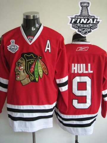Blackhawks 9 Bobby Hull Red With 2013 Stanley Cup Finals Jerseys