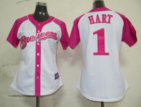 Brewers 1 Hart Fielder Women Pink Splash Fashion Jersey