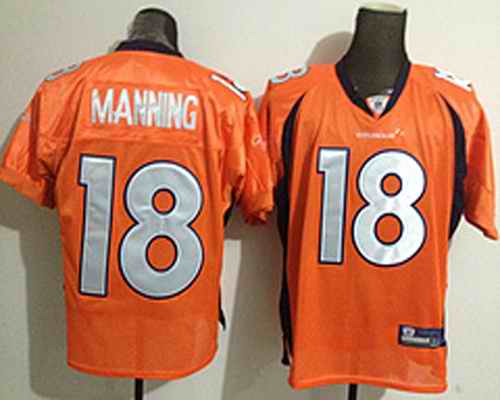 Broncons 18 Manning Orange Kids Jerseys