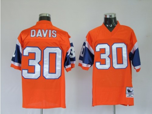 Broncos 30 Terrell Davis Premier Orange Throwback Jerseys