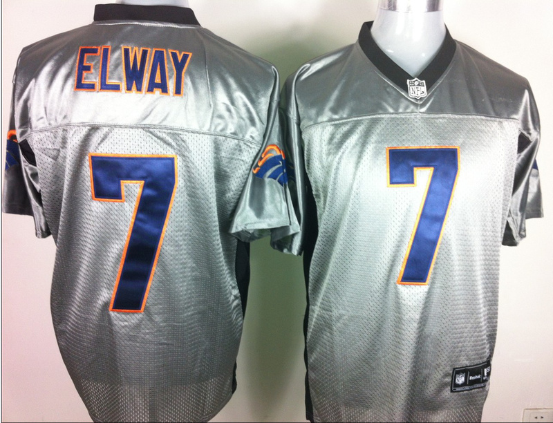 Broncos 7 Elway Grey Jerseys