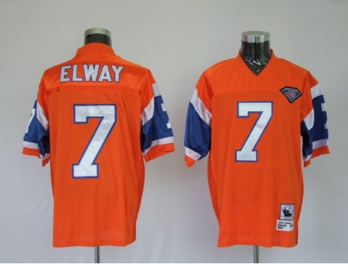 Broncos 7 John Elway Orange Throwback Jerseys