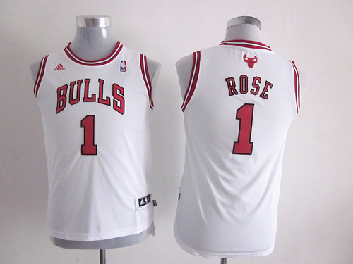 Bulls 1 Rose White Youth Jersey