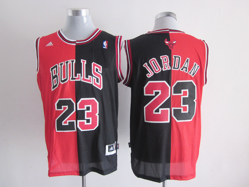 Bulls 23 Jordan Red&Black Split Jerseys