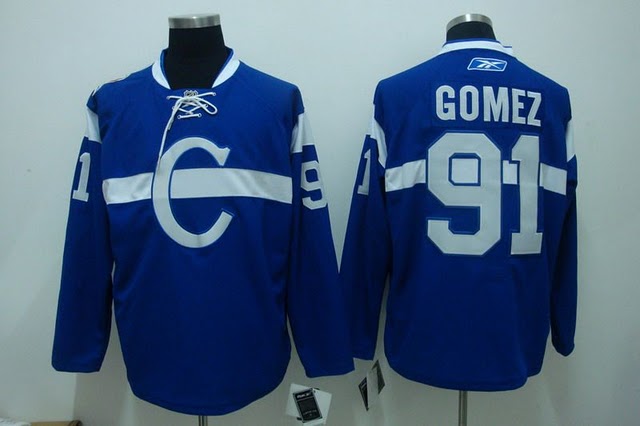 Canadiens 91 Gomez blue Jerseys