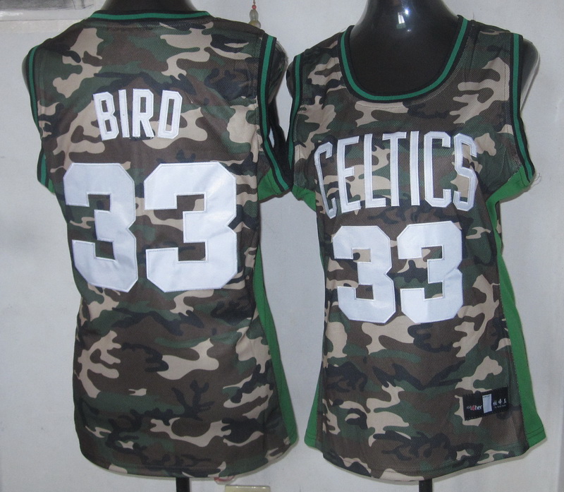 Celtics 33 Bird Camo Women Jersey