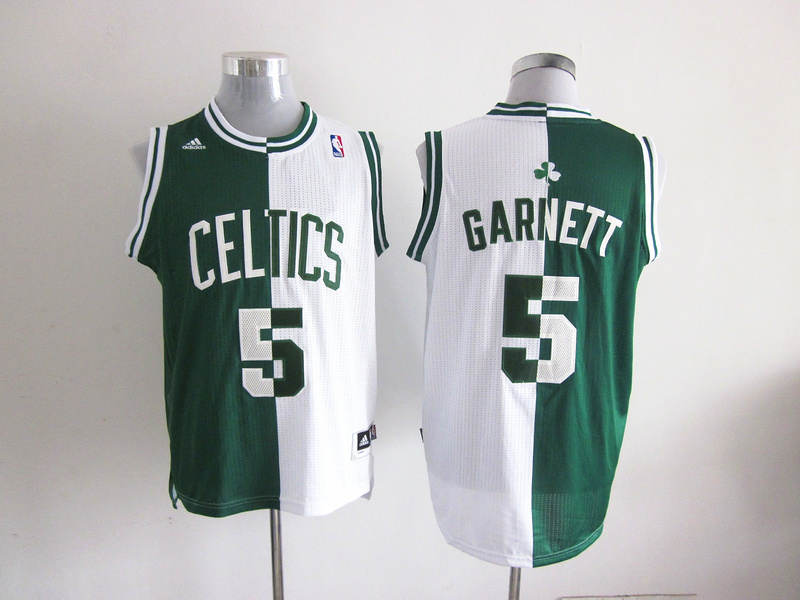 Celtics 5 Garnett Green&White Split Jerseys