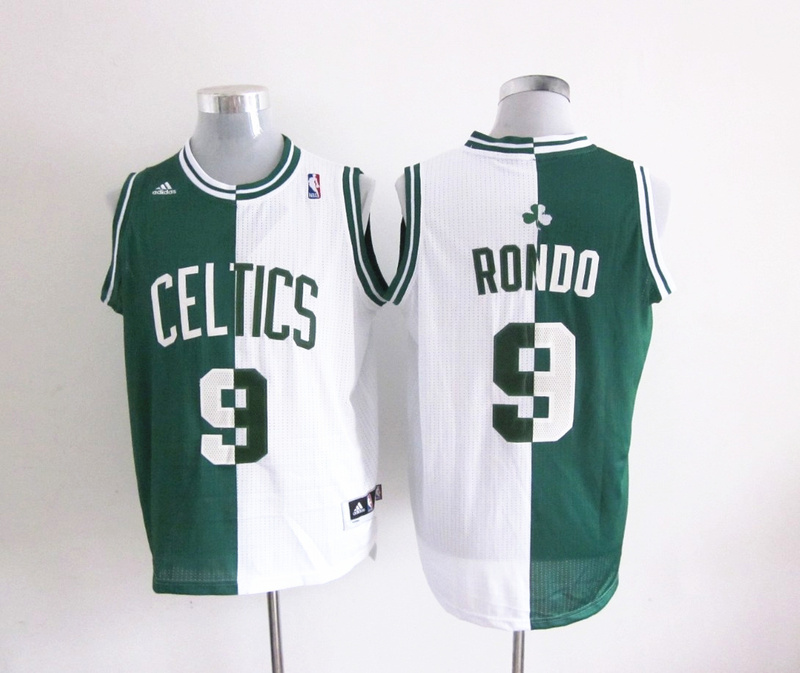 Celtics 9 Rondo Green&White Split Jerseys