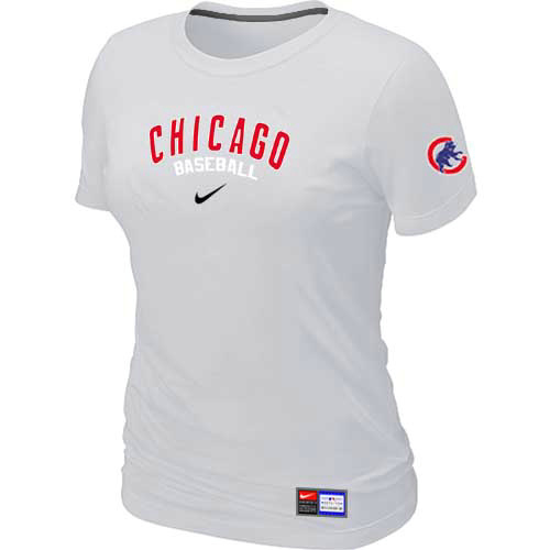 Chicago Cubs Nike Women's White Short Sleeve Practice T-Shirt