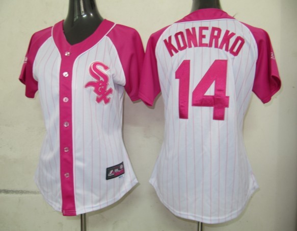 White Sox 14 Konerko Pink Women Jersey