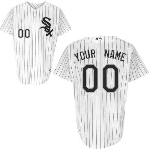 Chicago White Sox White Pinstrip Man Custom Jerseys