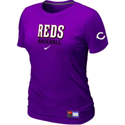 Cincinnati Reds Nike Women's Purple Short Sleeve Practice T-Shirt