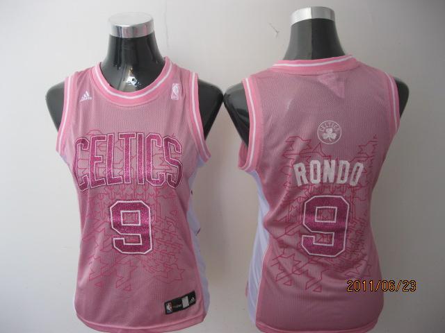 Celtics 9 Rondo Pink Women Jersey
