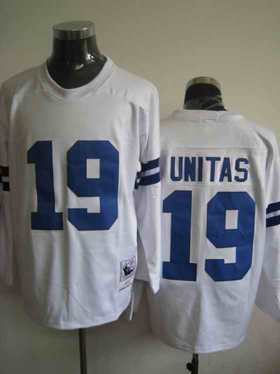 Colts 19 Johnny Unitas white Throwback Jerseys