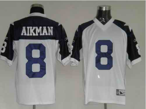 Cowboys 8 T.Aikman White Thanksgiving Jerseys
