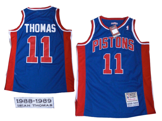 Detroit Pistons 11 THOMAS blue Throwback Jerseys