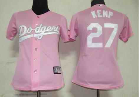 Dodgers 27 Kemp pink women Jersey