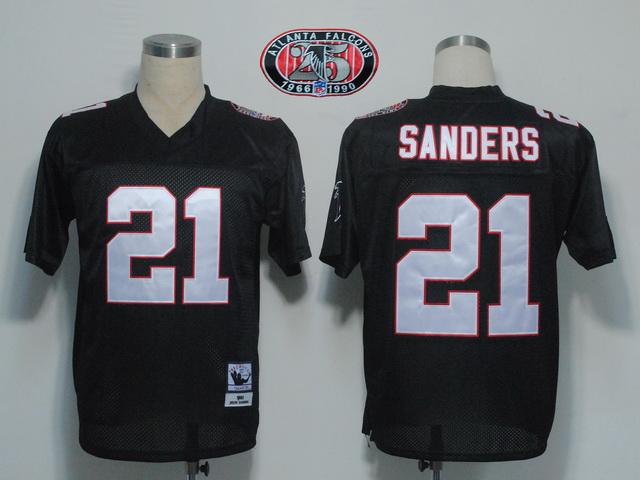 Falcons 21 Deion Sanders black m&n 1990 Jerseys