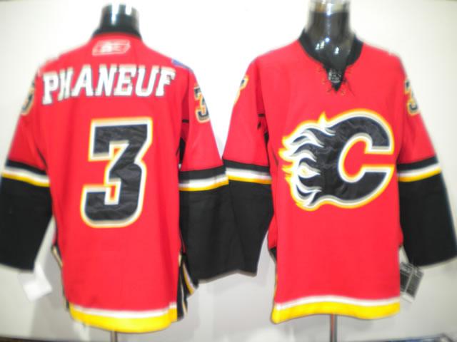 Flames 3 Phaneuf red Jerseys