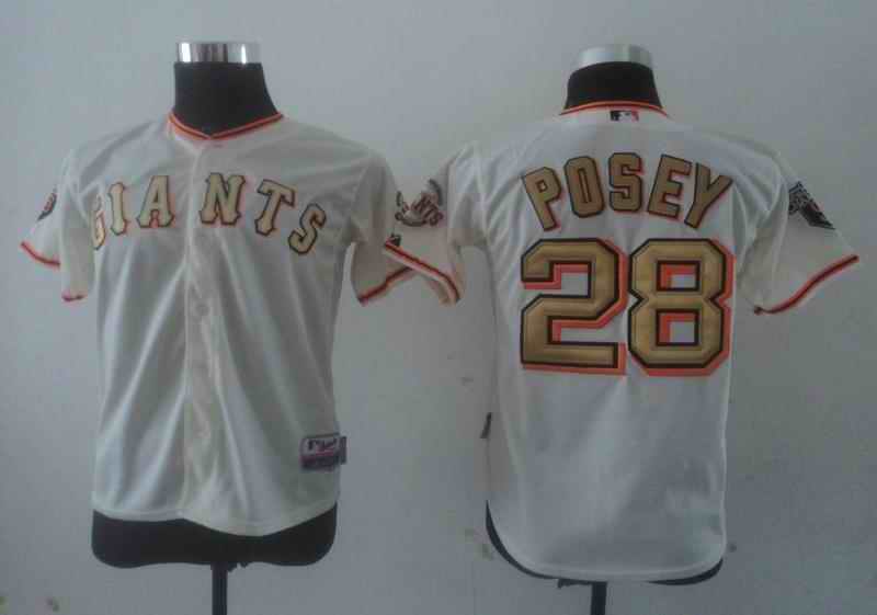 Giants 28 Posey cream gold number Kids Jersey