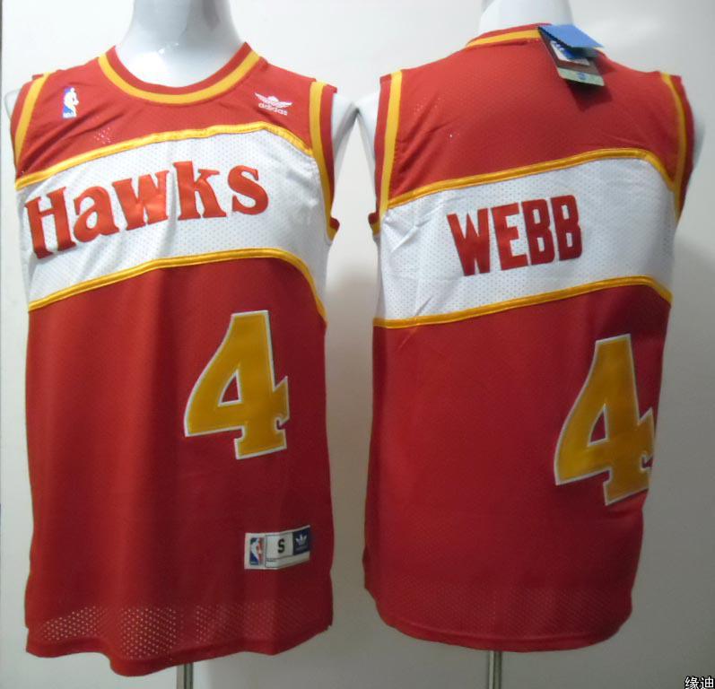 Hawks 4 Spud Webb Red Mesh Jerseys