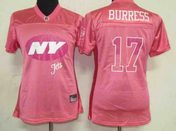 Jets 17 Burress pink 2011 fem fan women Jerseys