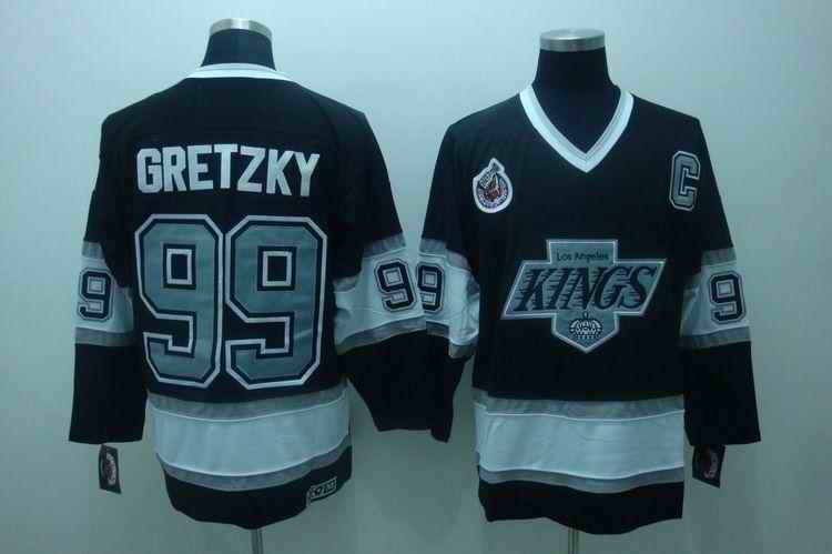 Kings 99 Gretzky CCM C Patch Black Jerseys