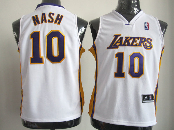 Lakers 10 Nash White youth Jersey