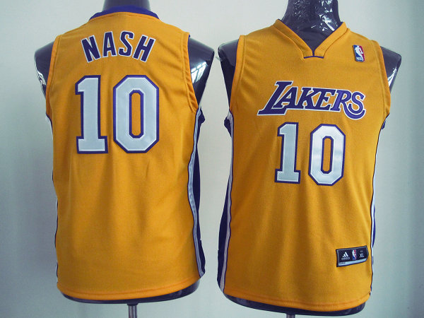 Lakers 10 Nash Yellow youth Jersey