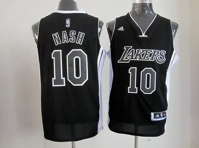 Lakers 10 Nash Black&White Jerseys