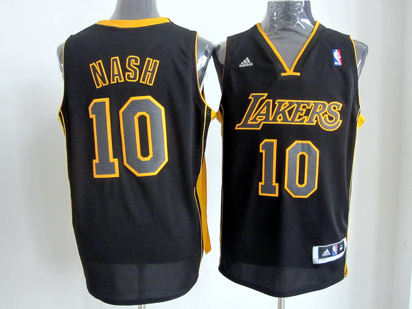 Lakers 10 Nash Black&Yellow Jerseys